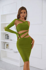 Vestido midi de vendaje con cortes asimétricos Everly