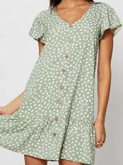 Vestido estampado de un solo pecho con cuello en V
