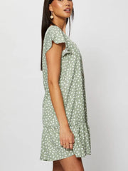 Vestido estampado de un solo pecho con cuello en V