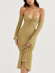 French Retro Sexy Breast Wrapped Ruffle Dress