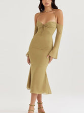 Vestido francés retro sexy con volantes y escote en V