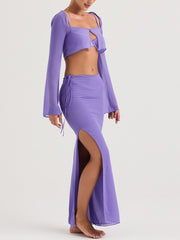 Temperament Long Sleeve Purple Suit