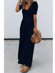Round Neck Short Sleeve Long Jumpsuits