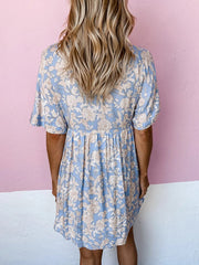 Vestido holgado con cuello en V estampado