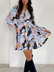 Vestido casual estampado de manga larga