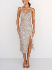 Leopard Print V-neck Dress