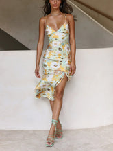 Vestido sexy con cuello en V y estampado ajustado