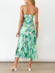 Sexy bedrucktes Schlitzkleid