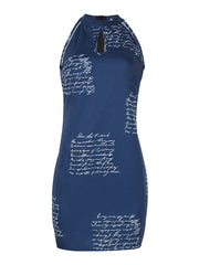 Vestido halter sin mangas con estampado de letras