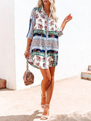 Falda camisera de manga larga estampada