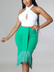 Falda plisada de cintura alta de un solo paso