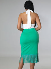 Falda plisada de cintura alta de un solo paso