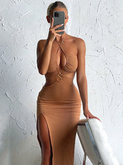 Kleid mit Hohlsaum und hohem Schlitz