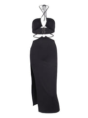 Kleid mit Hohlsaum und hohem Schlitz