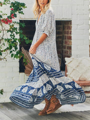 Pullover V-neck Large Swing Dress