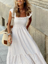 Vestido elástico con tirantes a cuadros