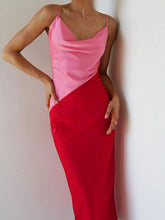 Slim Fit Unregelmäßiges Satin-Hosenträgerkleid