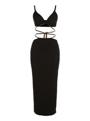 Suspender Vest Slim Wrap Hip Skirt Suit