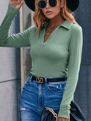 V-neck Slim Knitted Long-sleeved Shirt Bottoming Shirt Top