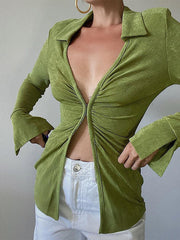 Cárdigan de manga larga con solapa y botones de gancho, corte entallado