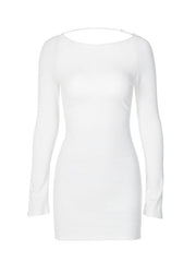 Slim Fit Crew Neck Long Sleeve Backless Dress