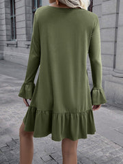 V-neck Ruffle Sleeve Dress