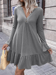 V-neck Ruffle Sleeve Dress