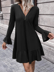 V-neck Ruffle Sleeve Dress