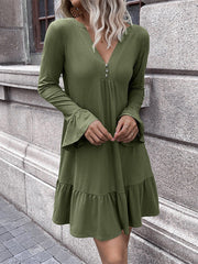 V-neck Ruffle Sleeve Dress