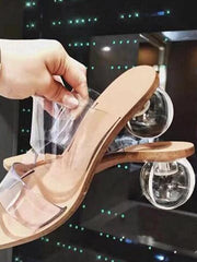 Sandalias de moda para mujer con bola de PVC transparente y cristal