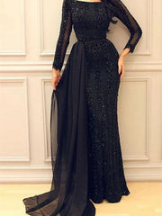 Bronzing Long Sleeve Cape Slim Fit Evening Dress