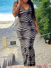 Ärmelloses, schmales Kleid mit U-Ausschnitt