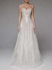 Elegante vestido de noche sexy con bordado y tirantes