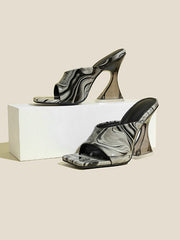 Geformte High Heel Bunte Fashion Square Toe Sandalen