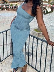 Vestido túnica de temperamento, sin espalda, ajustado y de un solo hombro