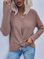 Waffle Knot Long Sleeve Pullover Sweater