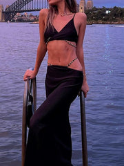 Suspender Vest Slim Wrap Hip Skirt Suit