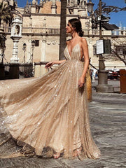 Glamorous V-Neck Strap Party Evening Dress