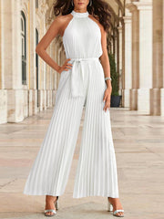 Neckholder-Overall mit ärmellosem Falten