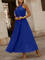 Vestido de gasa con falda plisada cruzada y diseño