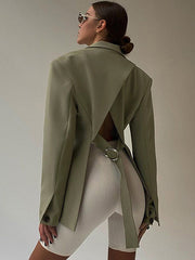 Modischer Persönlichkeits-Cardigan, rückenfrei, langärmelig, lässig, kleiner Anzug