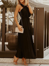 Design Cross Wrap Pleated Skirt Chiffon Dress