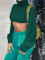 Casual Cropped Long-sleeve Sweater