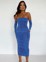 Elegantes, schmales, plissiertes Tube-Top-Kleid