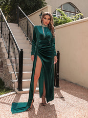 Turtleneck Sexy Velvet Evening Dress