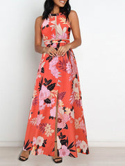 Neckholder-Kleid mit Cut-outs und Blumenmuster