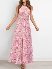 Neckholder-Kleid mit Cut-outs und Blumenmuster