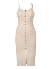 Schmaler Rippstrickrock mit Knopfschlitz