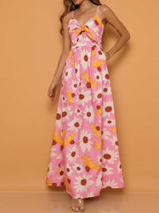 Falda de tirantes con estampado sexy de cintura alta y cordones con cuello en V