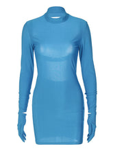 Rückenfreies Slim Fit Langarmkleid mit Fingerärmeln